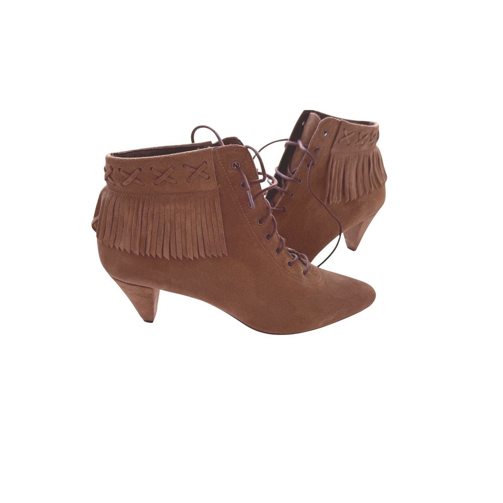 SixtySeven Spain Brown Suede Fringe Lace Up Ankle Boots 8.5 41 Boho Western